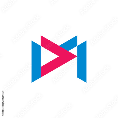 letter dm simple geometric line logo vector