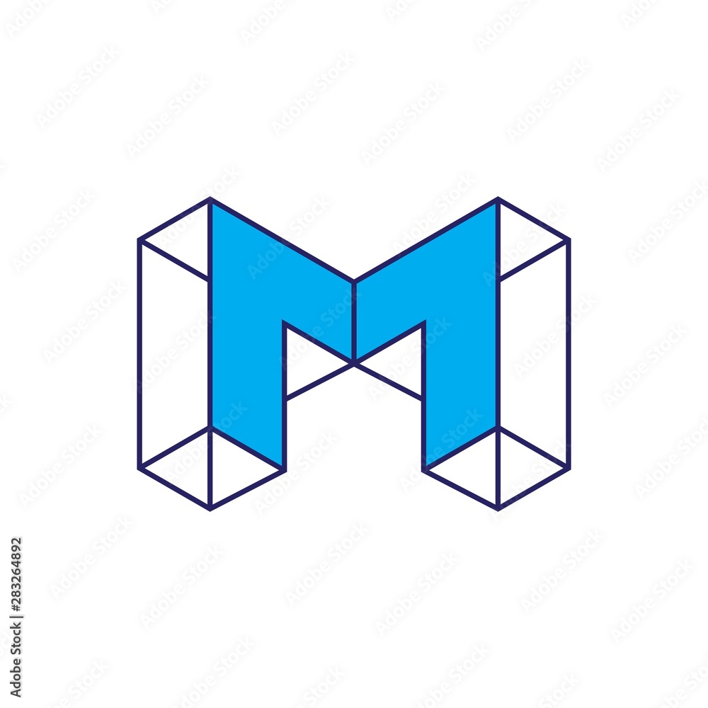 letter m arrow 3d lines art logo vector letter m arrow 3d lines art logo vector