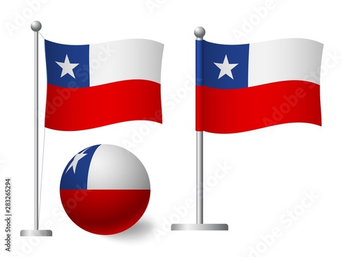 Free Download Chile flag on pole and ball icon - GFXLoad