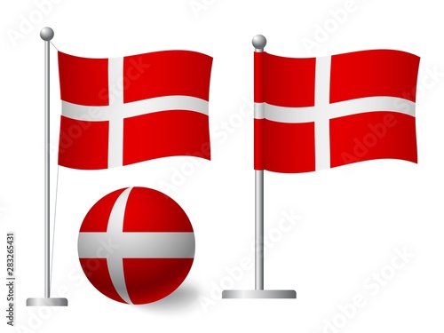 Denmark flag on pole and ball icon