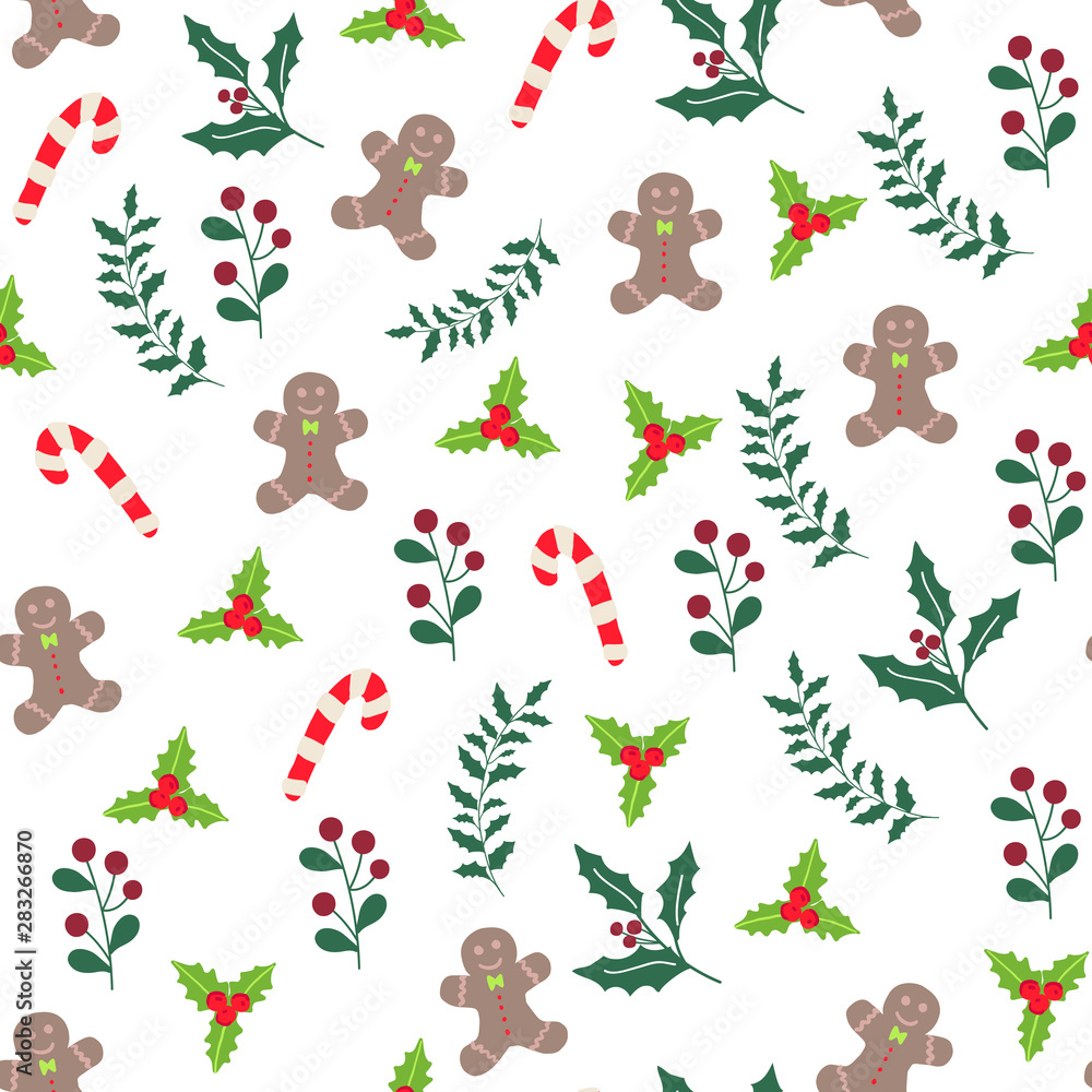 Vector christmas tree seamless pattern. Winter forest, pine trees and snowflakes Print for fabric, wrapping paper or wallpaper. Celebration new year pattern. Vector Christmas pattern. - Vector