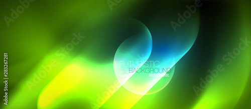 Blue neon round shapes techno background
