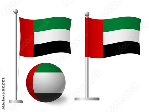 united arab emirates flag on pole and ball icon