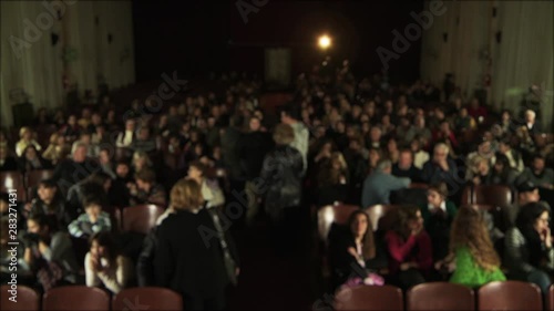 Wallpaper Mural Blurred Crowd At The Cinema, Auditorium Crowd Settling Before Film, Fast Motion Torontodigital.ca