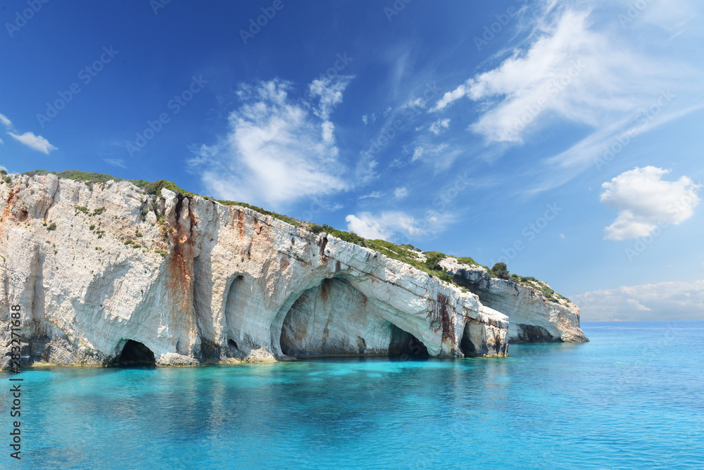 Blue caves on Zakynthos island - Greece - obrazy, fototapety, plakaty 