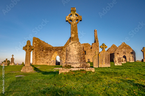 Photography Clonmacnoise Monastery in Ireland countryside