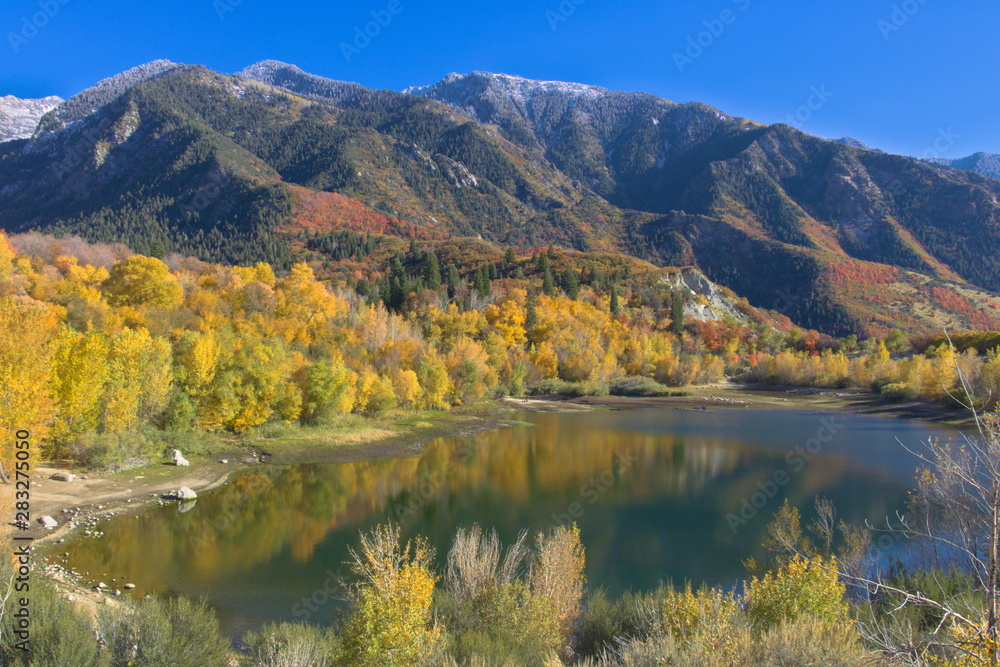 Autumn colors at Bells Canyon Reservoir, Wasatch Mountains, Utah