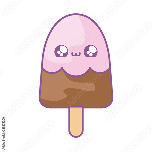 ice cream in stick kawaii style