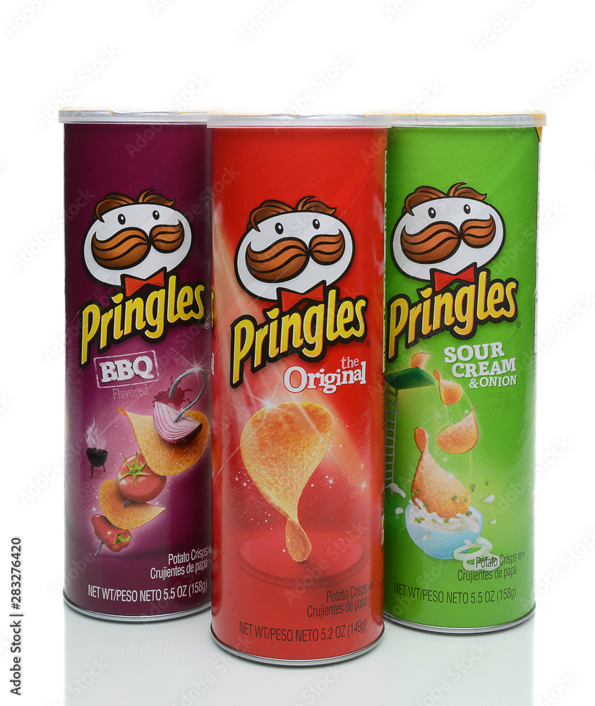 IRVINE, CA - JANUARY 4, 2018: Three Pringles Cans. Pringles ia a brand of  potato and wheat based stackable snack chips Stock Photo | Adobe Stock