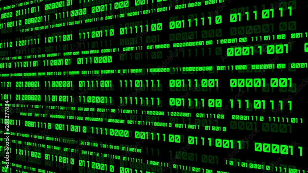 Binary code background with digits on screen. Algorithm binary, data code, decryption and encoding. Deep of field effect. Seamless loop abstract background. Binary code background with digits on screen. Algorithm binary, data code, decryption and encoding. Deep of field effect. Seamless loop abstract background.