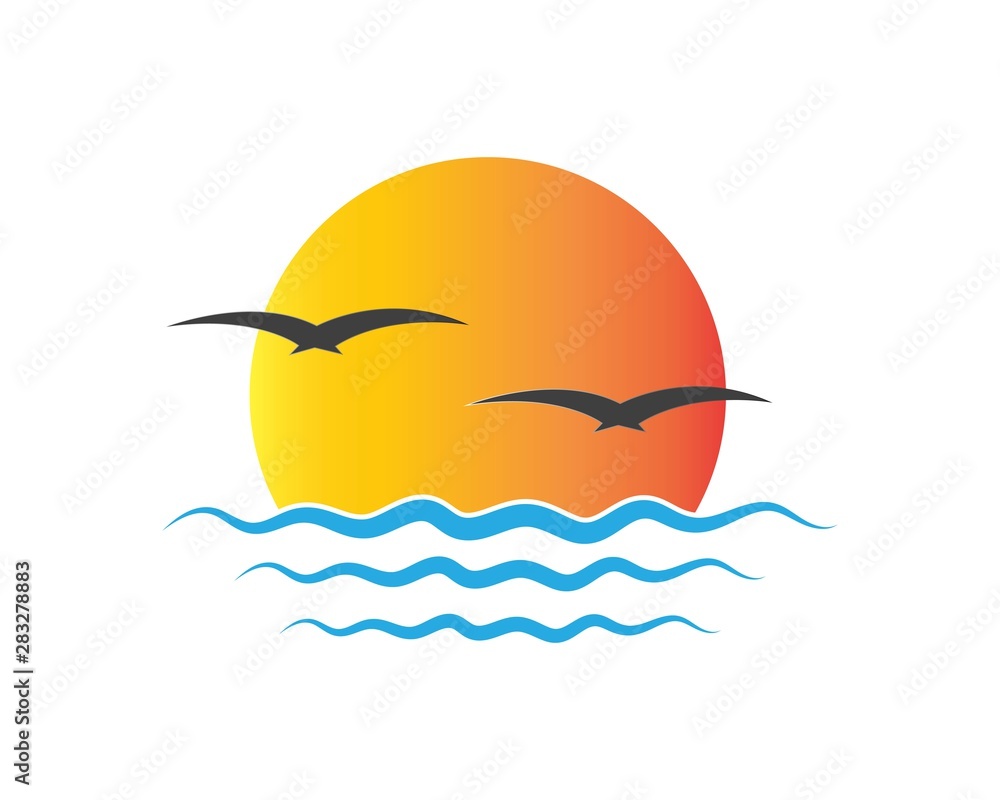 Vector Icon Logo Template Sun over horizon