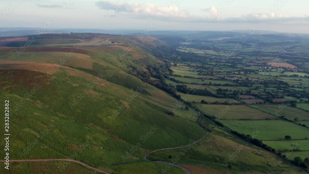 Aerial View over Hill Ridge in Shropshire Aerial View over Hill Ridge in Shropshire