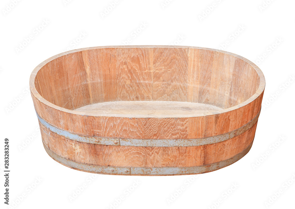 Old wooden basin isolated on white background with clipping path Old wooden basin isolated on white background with clipping path