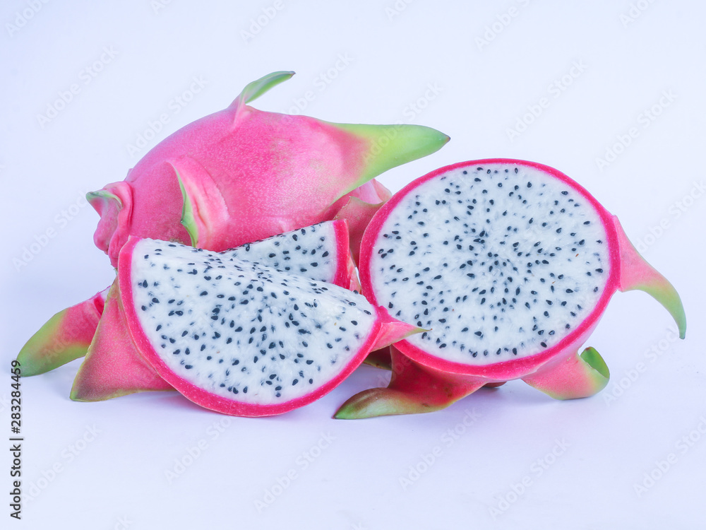 ripe dragon fruit on white background ripe dragon fruit on white background
