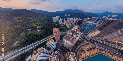 Photography Panorama aerial view of Hong Kong landscape in  Tsuen Wan District