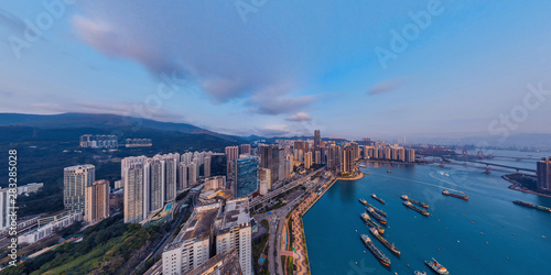 Canvas Print Panorama aerial view of Hong Kong landscape in  Tsuen Wan District