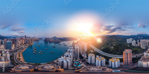 Panorama aerial view of Hong Kong landscape in  Tsuen Wan District photo