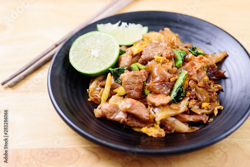 Thai food, stir-fried rice noodle in soy sauce (Pad See Ew)