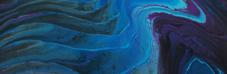 abstract marbleized effect background. Blue, mint and black creative colors. banner