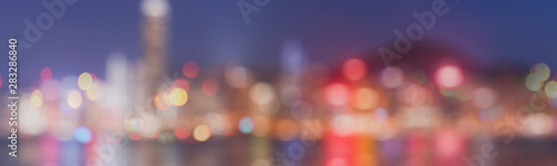 Abstract bokeh city background. Modern office corporate building. View of skyscrapers in city of Hong Kong .Panoramic and perspective view Business concept of success industry tech architecture.