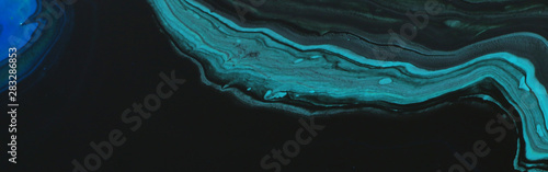 abstract marbleized effect background. Blue, mint and black creative colors. banner