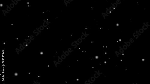 Snow white is falling through the black background in winter. Suitable for computer graphics effects in movie scenes., 4K video 