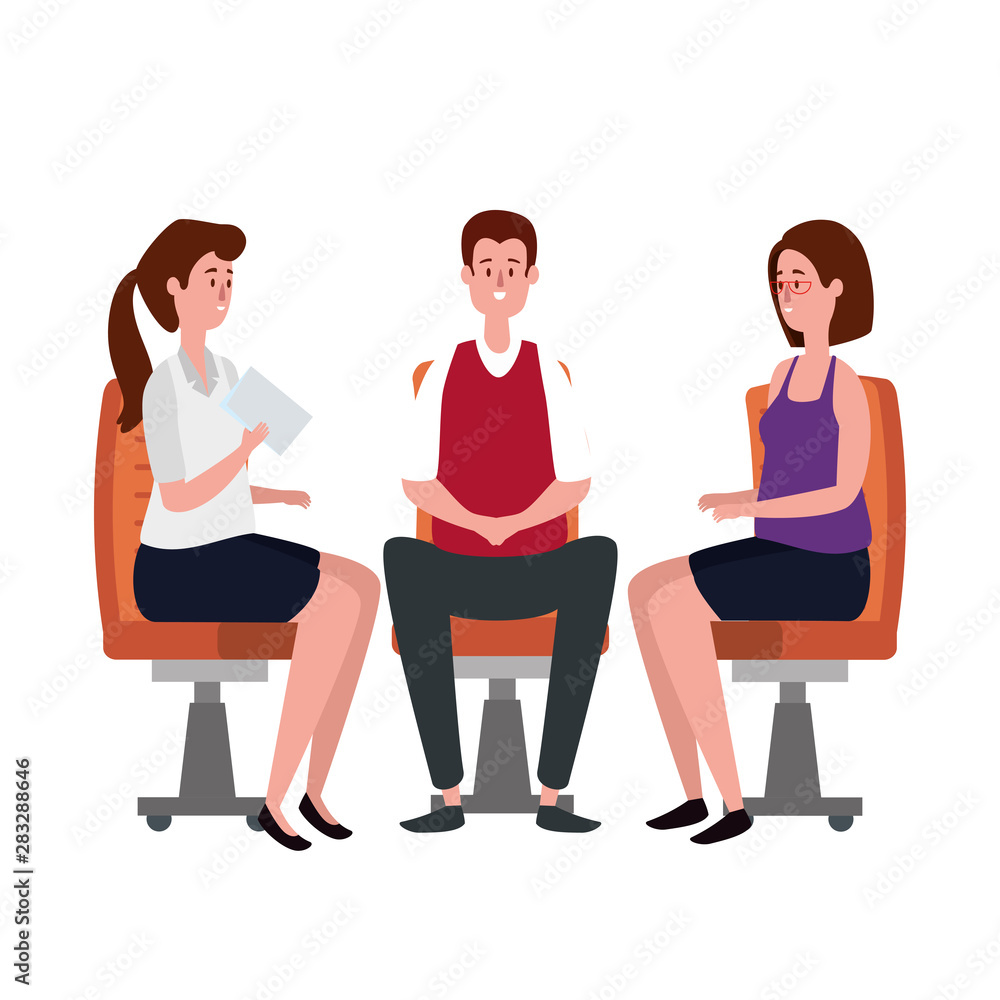 elegant business people workers seated in office chairs elegant business people workers seated in office chairs