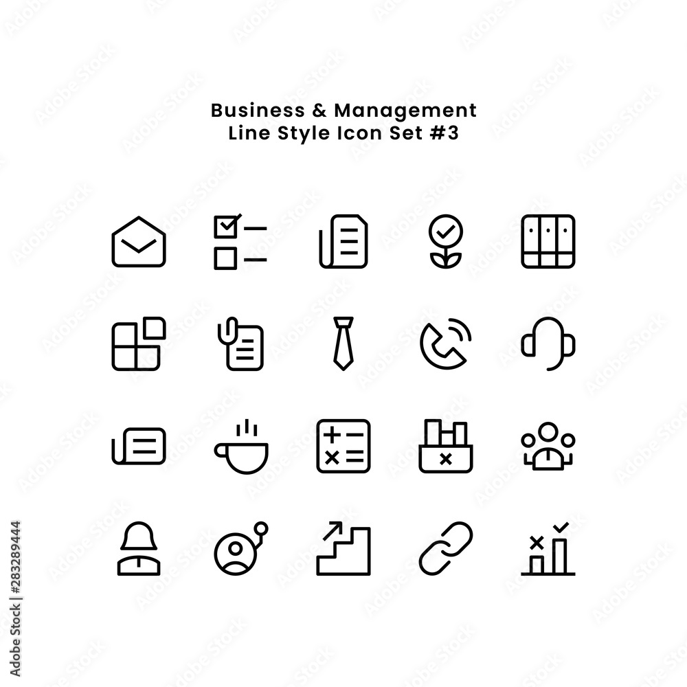 Business and Work Management Minimal Simple Line Icon Set Vector Illustration