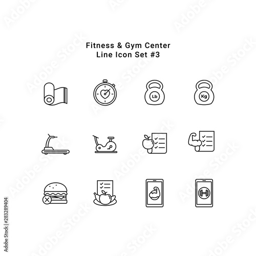 Fitness activity simple line icon design gym center vector illustration