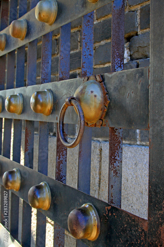 Metal door knocker and doornail photo