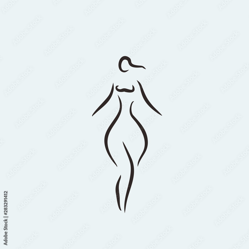 curvy woman body shape icon vector Stock Vector