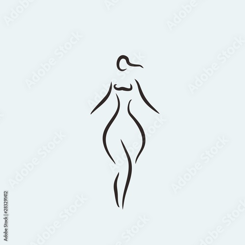 curvy woman body shape icon vector