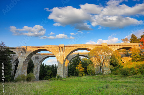 Fototapeta Naklejka Na Ścianę i Meble -  sunset on the bridges in Stańczyki in Poland in Masuria
