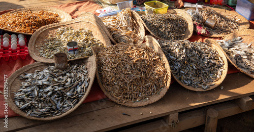 Photography dried fish in a market