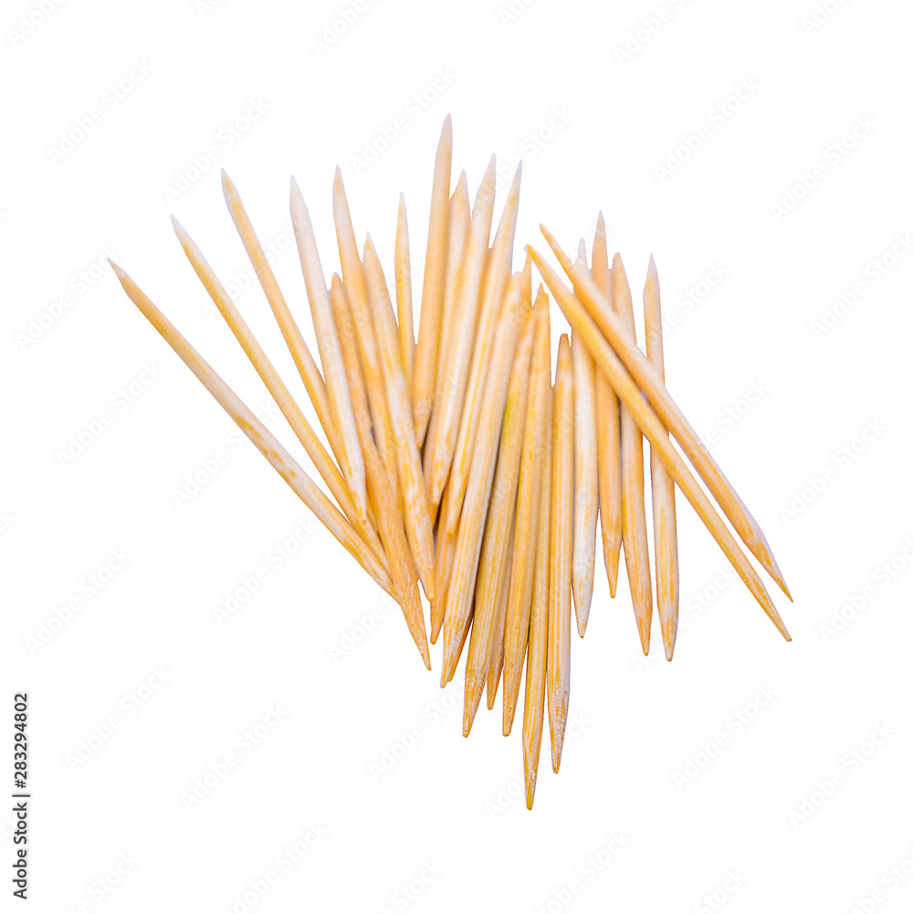 Wooden toothpicks on white background Wooden toothpicks on white background