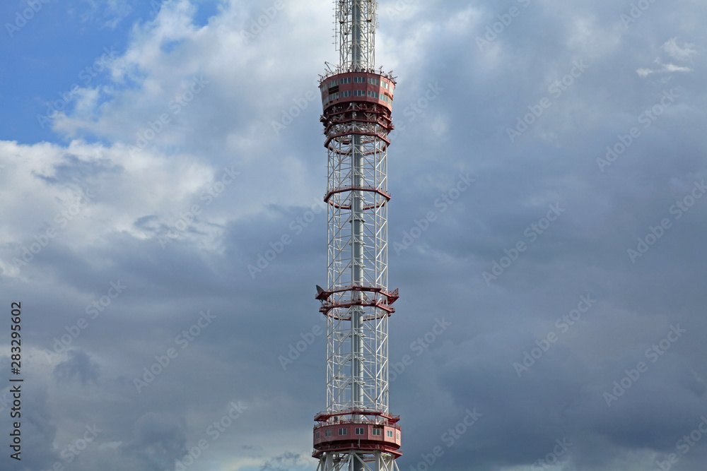 Kiev, Ukraine - July 18, 2019: TV Tower made of steel. The antenna of  television centre in Kiev (Kyiv) Stock Photo | Adobe Stock