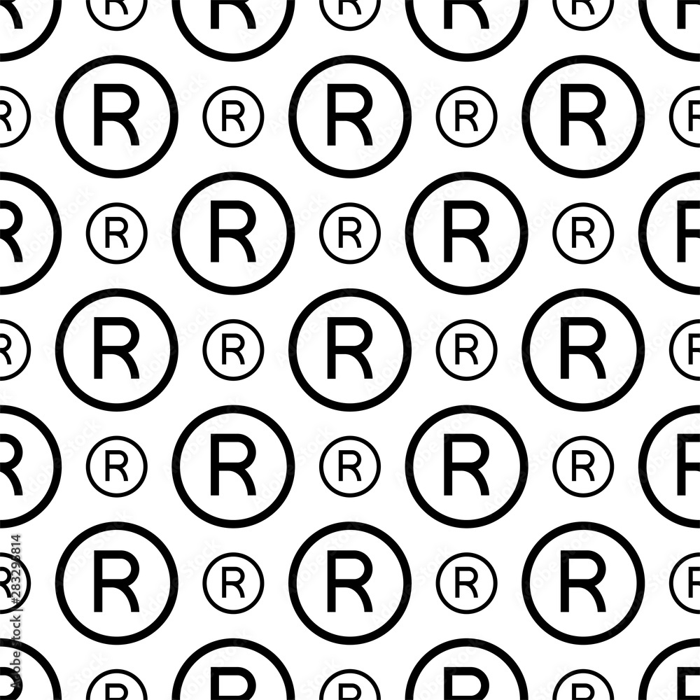 Registered Trademark Icon, Letter R Symbol Seamless Pattern Registered Trademark Icon, Letter R Symbol Seamless Pattern