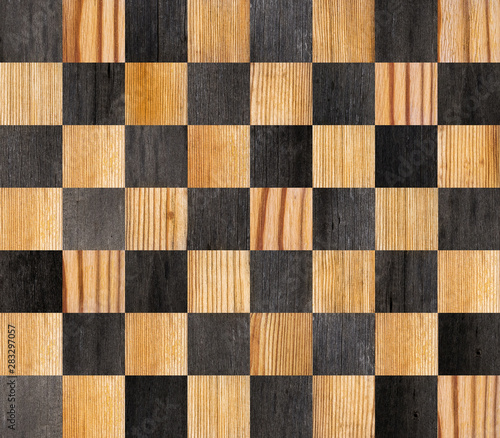 Parquet with chess pattern. Light textured wood for background.