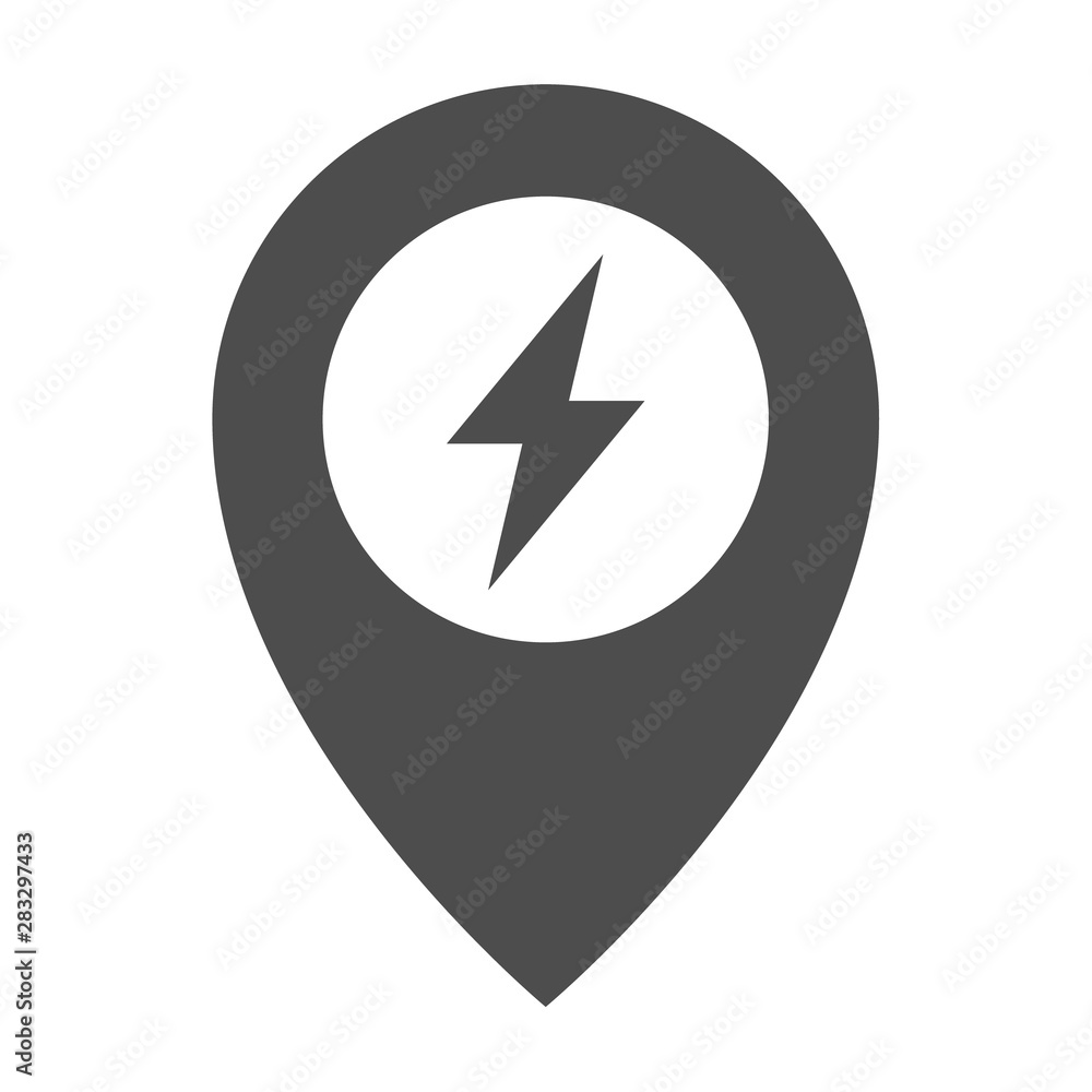 pointer with lightning icon isolated on white background. charger station location pointer flat icon for web, mobile and user interface design. electric ecological transport comcept pointer with lightning icon isolated on white background. charger station location pointer flat icon for web, mobile and user interface design. electric ecological transport comcept