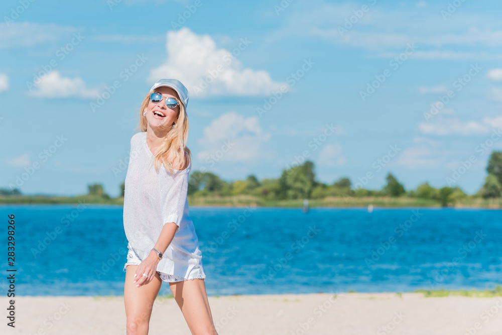 Relax concept. Woman rest at nature, attractive girl enjoy the life Relax concept. Woman rest at nature, attractive girl enjoy the life