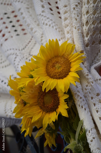 A bouquet of yellow sunflowers photo