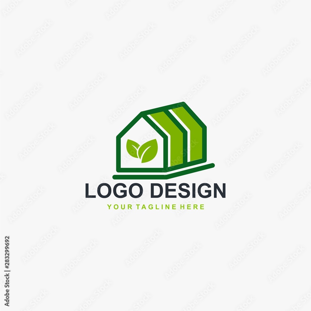 Greenhouse logo design vector. Plant care illustration symbol. Green leaf sign. Green house and leaf vector icons. Greenhouse logo design vector. Plant care illustration symbol. Green leaf sign. Green house and leaf vector icons.
