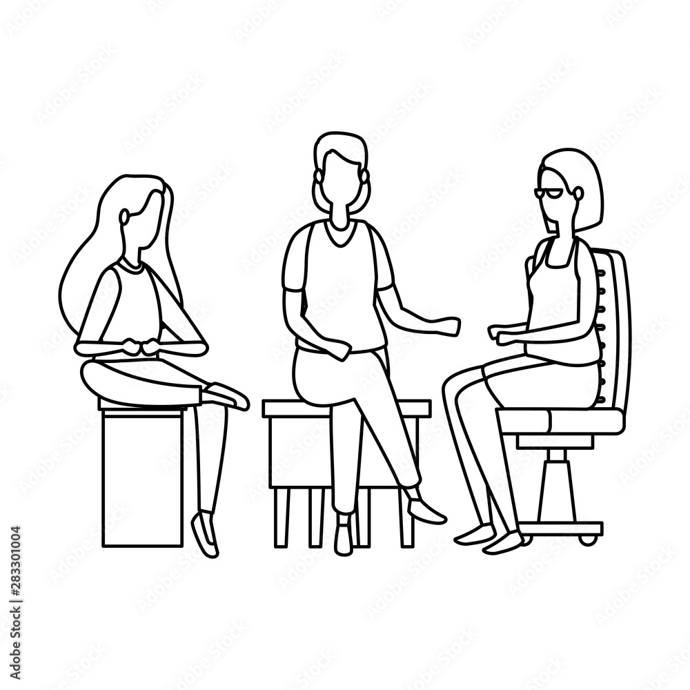 elegant business people workers seated in office chairs elegant business people workers seated in office chairs
