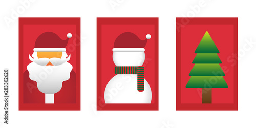 Merry Christmas and happy new year collection set. Vector illustration in flat style.