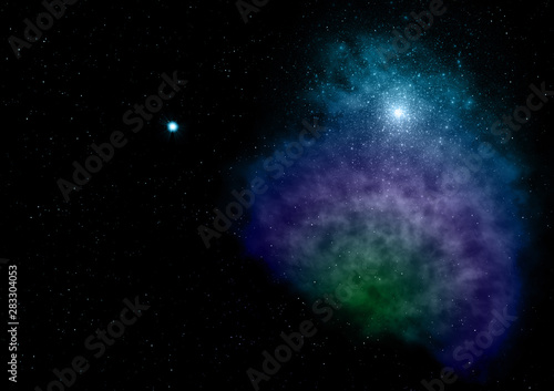 Being shone and star field against space.. 3D rendering