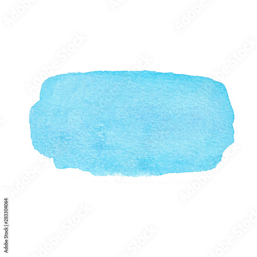 Watercolor hand drawn isolated big blue watercolor spot. Abstract background. Blurry drawing, paint running, flowing painting. Bright painted backdrop. Stain drawing. 