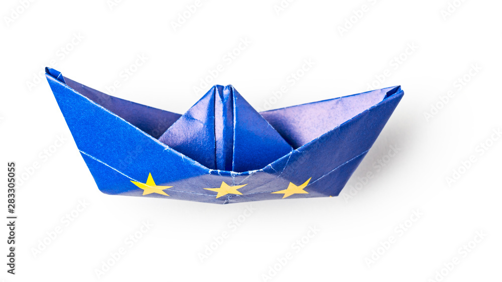 Paper ship as european union flag