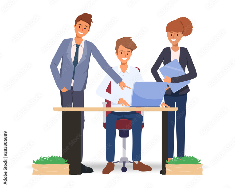 Obraz premium Business people teamwork corporate. Colleague character in office workspace.