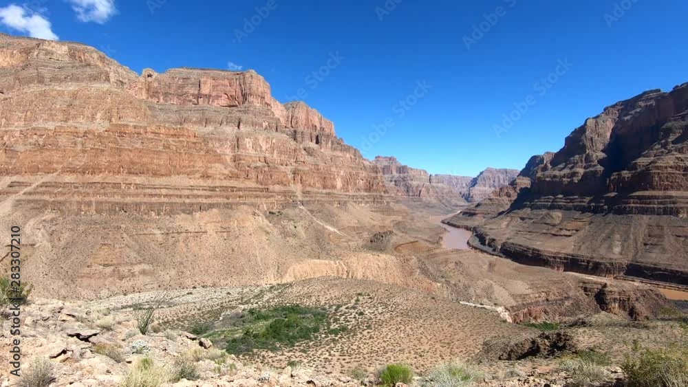 Picturesque landscape of Grand Canyon National Park during sunny day. Arizona, USA. Famous travel destination. Picturesque landscape of Grand Canyon National Park during sunny day. Arizona, USA. Famous travel destination.