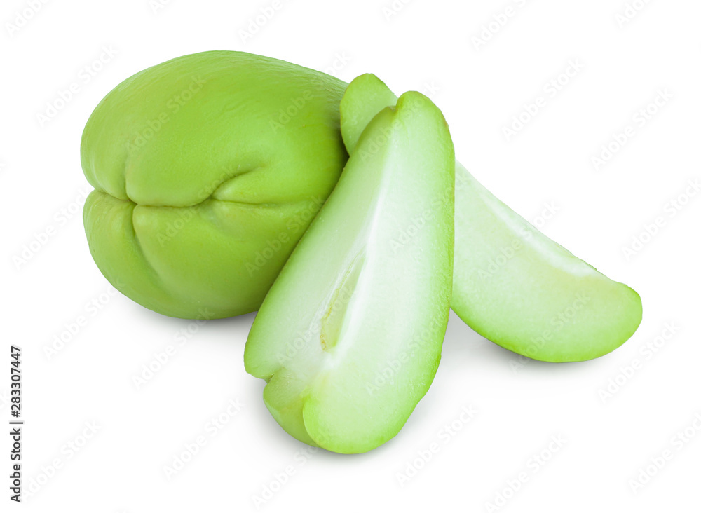 fresh Chayote vegetable or mexican cucumber isolated on white background fresh Chayote vegetable or mexican cucumber isolated on white background